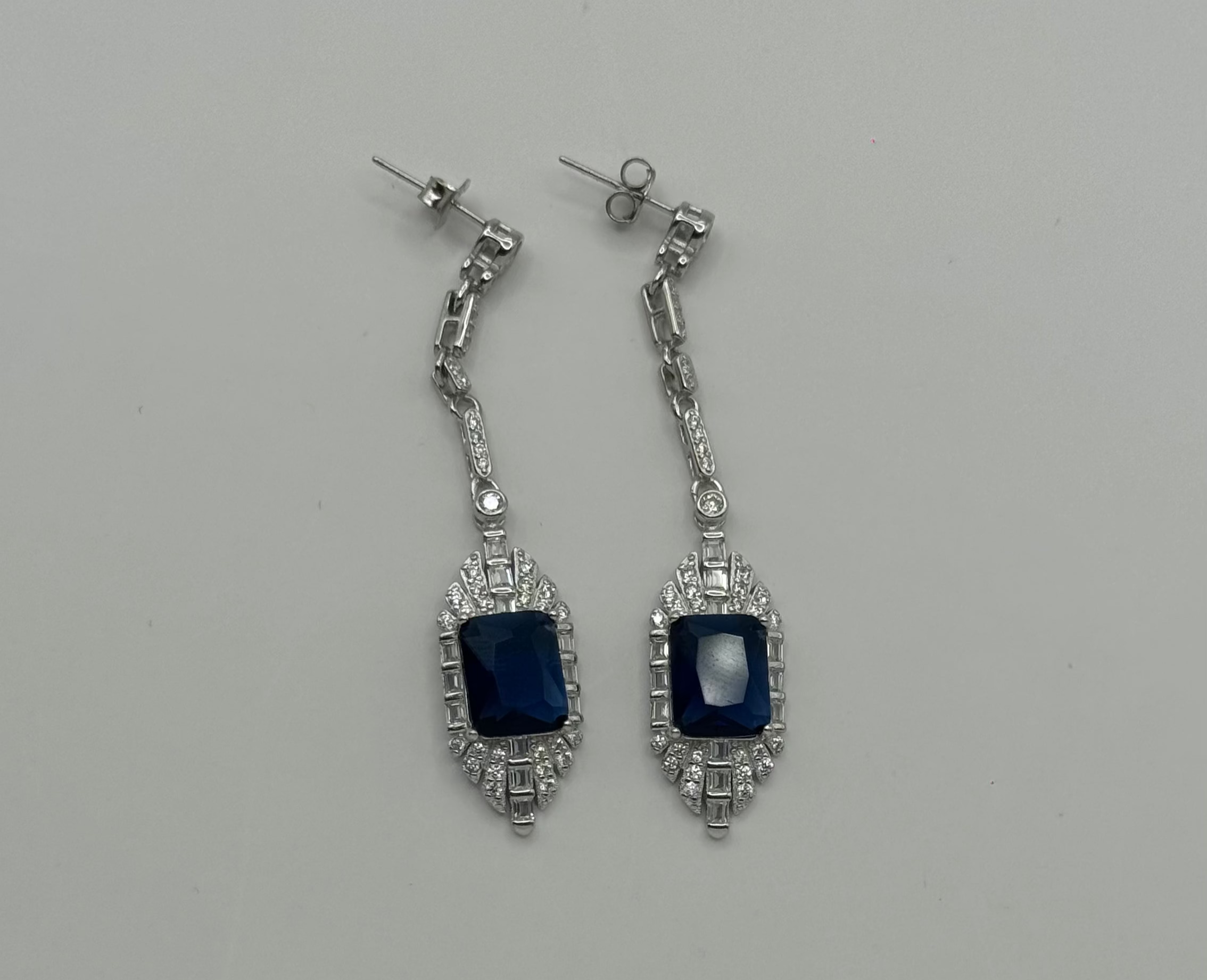 ARETE PLATA LARGO AZUL